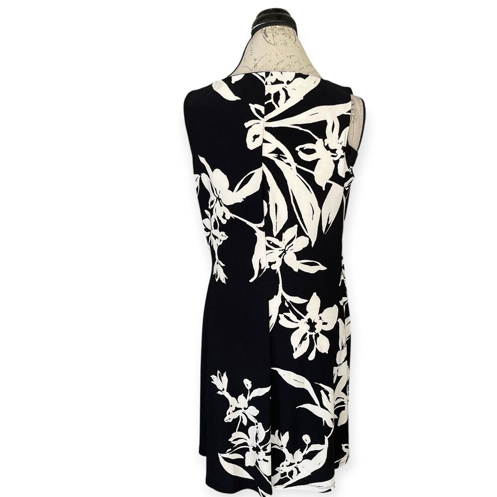 American Living Womens Dress Sz 10 Black White Floral Sheath Sleeveless Stretch - Picture 3 of 12